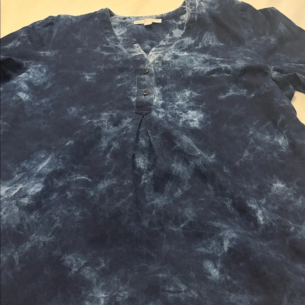 PureJill blue tie dye 100% organic cotton tunic top SZ L oversized casual boho - Picture 11 of 12